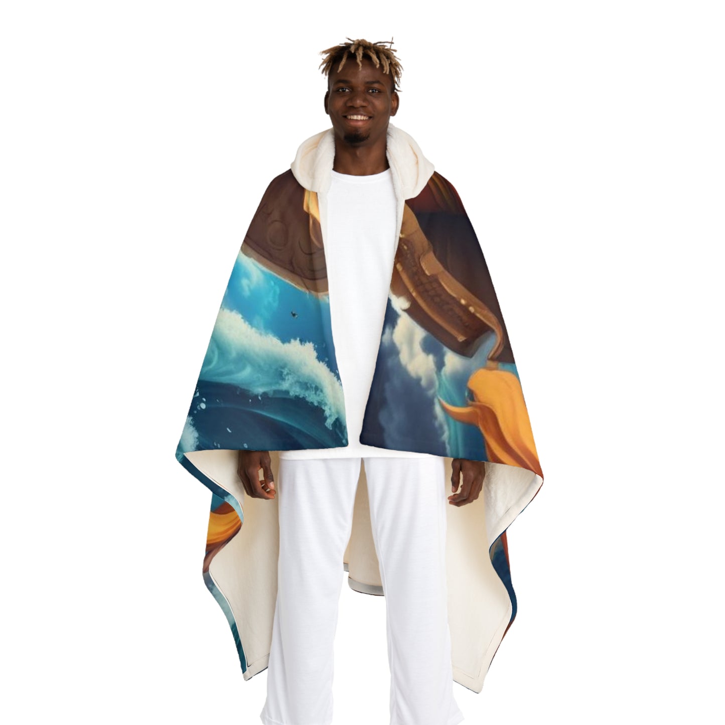 Fleece Hoodie Decke mit Ärmeln und Kapuze im Piratinen Design